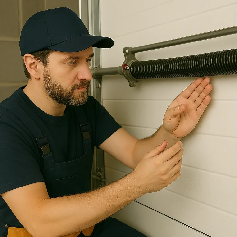 garage service master inspecting garage door spring_webp garage service master inspecting garage door spring_webp